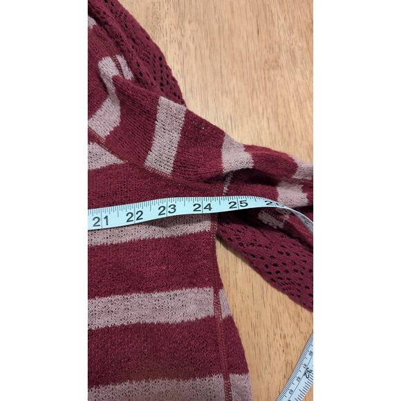 Free People M TUNIC SWEATER SHIRT TOP $88 Retail Maroon Stripes - Picture 6 of 6
